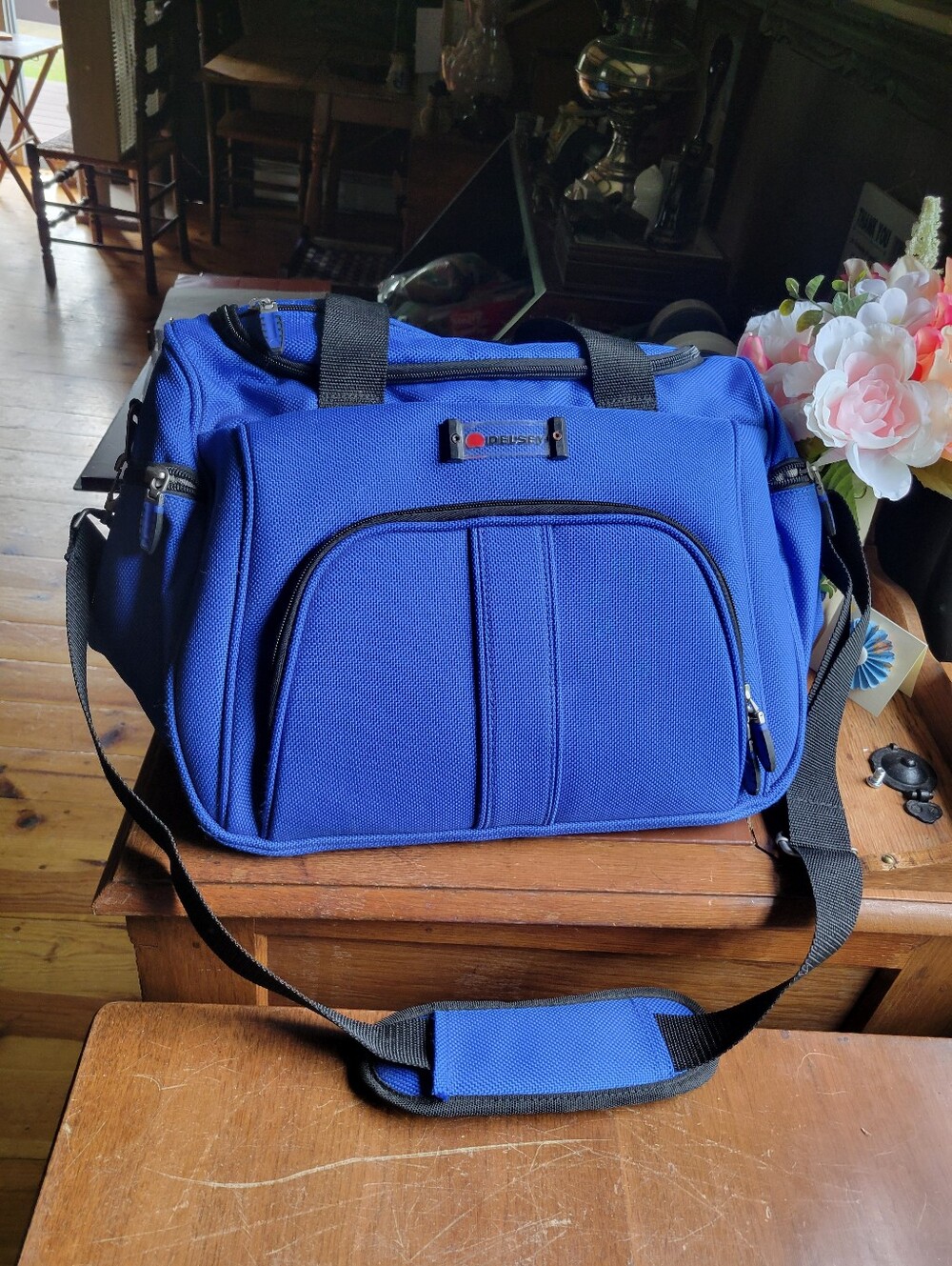 Delsey Carry-On Blue Weekender Travel Overnight Bag Shoulder Strap